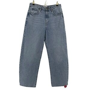FRAME Womens 29 Turbo Wide Leg Barrel Jeans Light Blue Cotton Denim $268